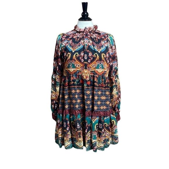 Alice + Olivia Marella Mock Neck Long Sleeve Tunic Dress Size Large - Picture 4 of 11